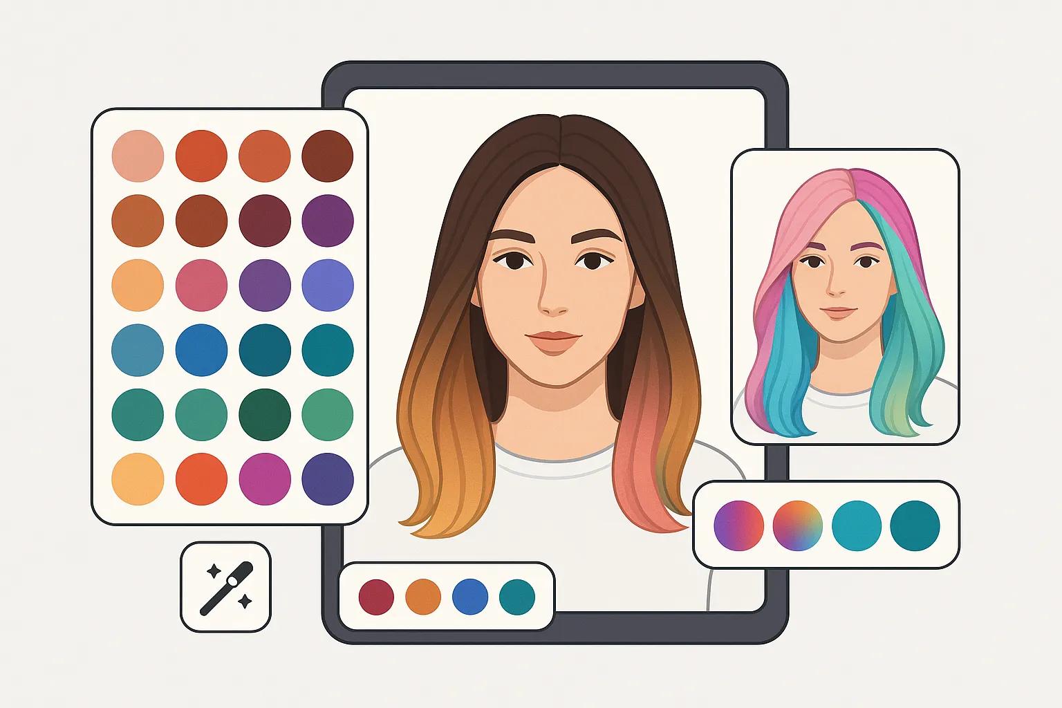 AI Hair Color Changer color palette options
